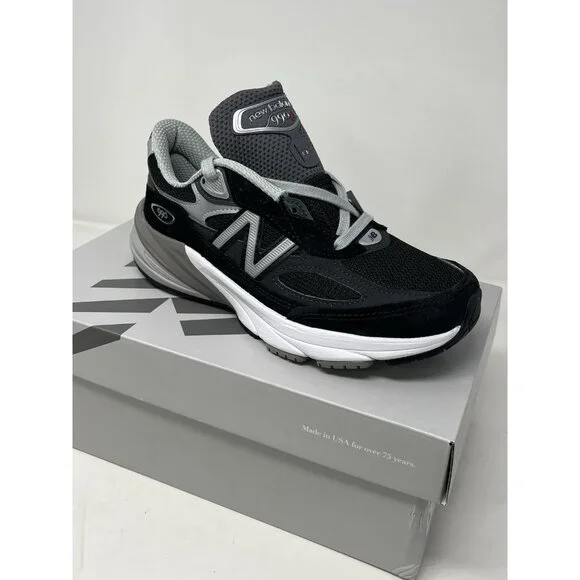 New Balance 990v6 990 Made in USA SZ 6.5 Womens Black White Silver w990BK6 Shoes - Picture 1 of 13